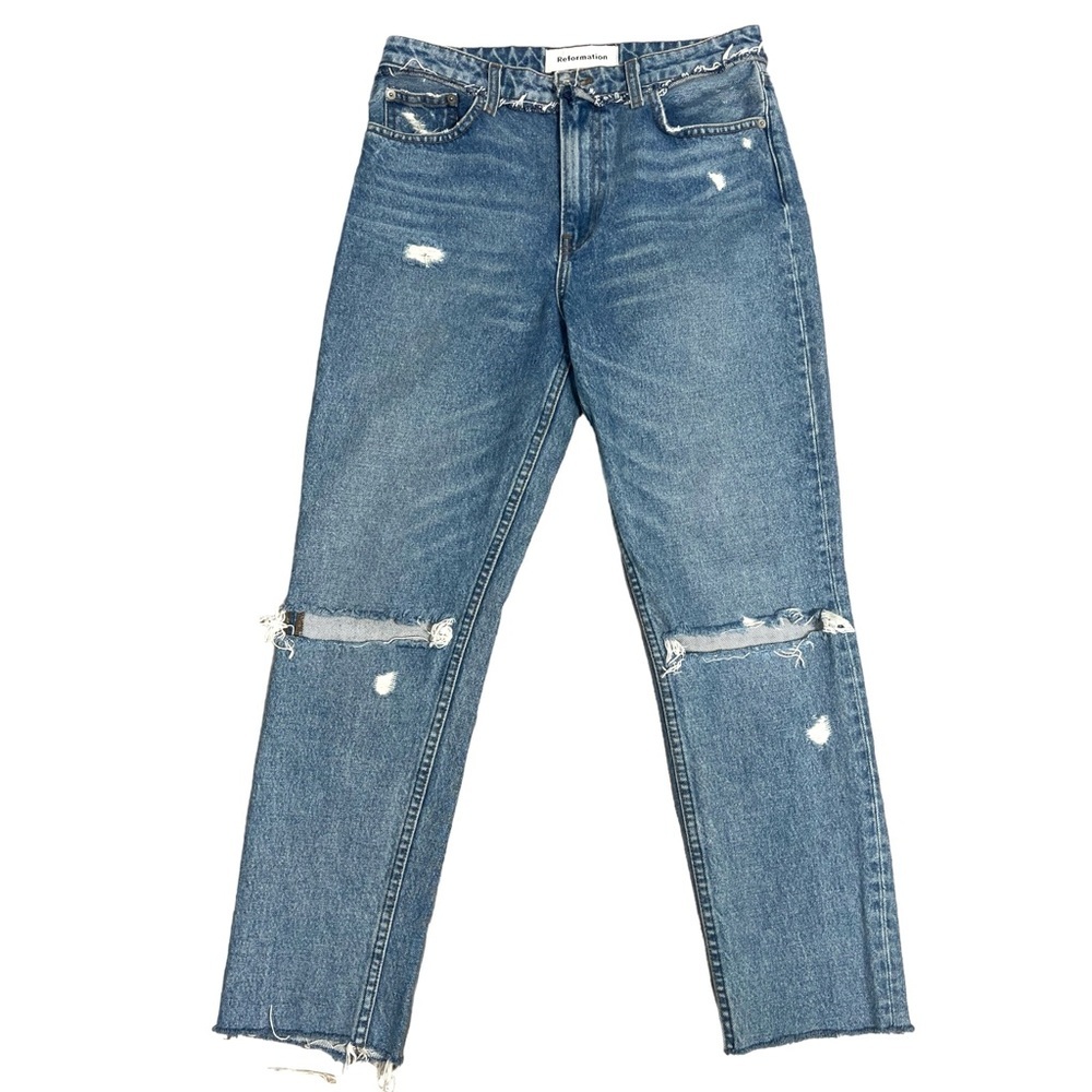 Reformation CBK cigarette straight leg jeans size 28 cropped vintage distressed - Picture 2 of 11